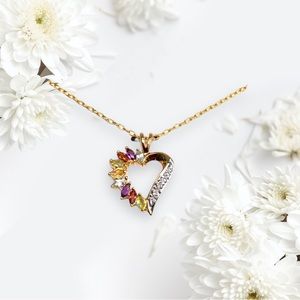 🆕 IN GIFT BOX Diamond Accent Heart Pendant w/18K Gold Plated Necklace